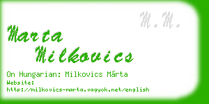 marta milkovics business card